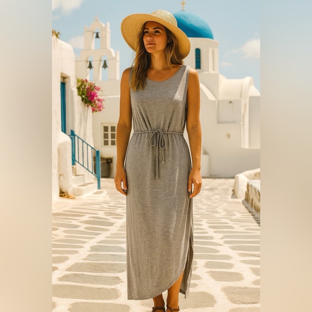 JOE FRESH Gray Sleeveless Maxi Dress sz Large